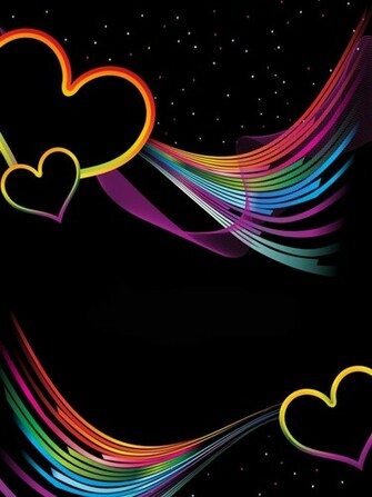 Colorful Hearts On Black Background Elsoar