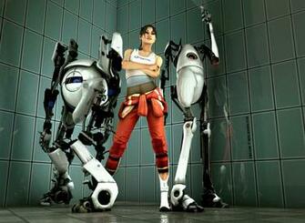 Portal Robot Games Girls Sci Fi Brunette Wallpaper