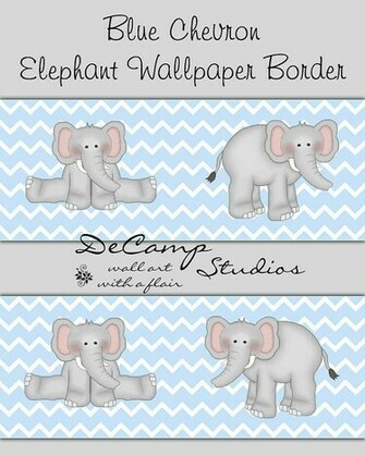 Blue And Grey Elephant Chevron Wallpaper Border Wall Decals For Baby