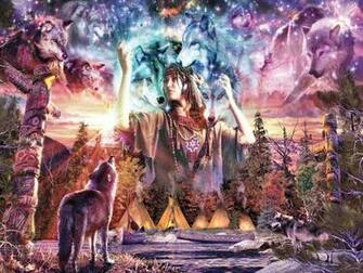 Wolf Maiden Native American Wallpaper
