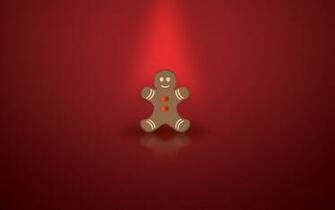 Year Christmas Red Background Gingerbread Man