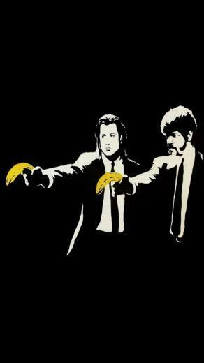 Banksy Pulp Fiction iPhone Wallpaper Background Photo