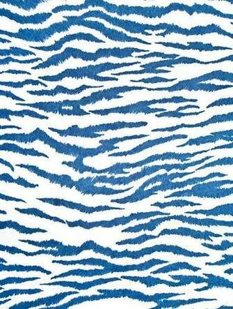 Wallpaper Hand Printed Non Woven White With Navy Blue Zebra