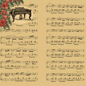 Vintage Image Digital Scrapbook Paper Piano Music