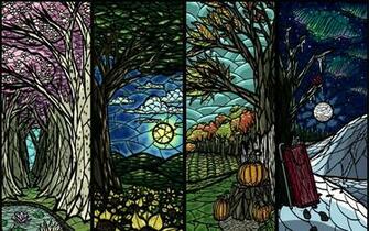 Airbrush Four Seasons Abstract Wallpaper