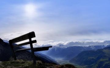 Bench At The Top Of Mountain Wallpaper