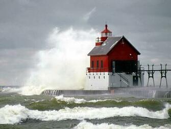 Lighthouse Michigan Picture High Tide Grand Haven