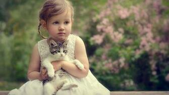 Girl Baby Cat Image Wallpaper High Resolution WallartHD