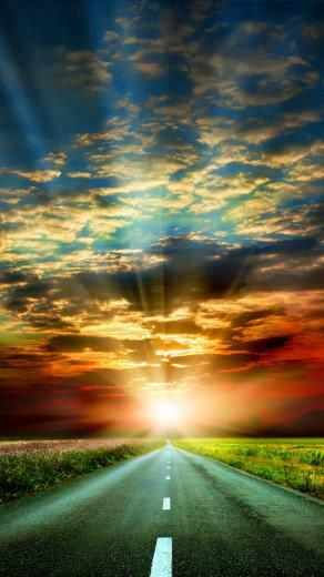 Sunset Road Retina Wallpaper For iPhone Plus