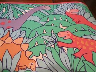 Dinosaurs Jungle Brewster Wallpaper Border Eh99941 Purple Pink Green