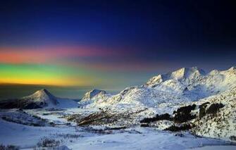 Winter Snow Sky Northern Lights Wallpaper Photos Pictures