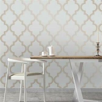 Moroccan Trellis Global Bazaar Grey Beige Removable Wallpaper