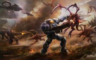 Pacific Rim Digital Wallpaper Starcraft Zerg Zergling Marines