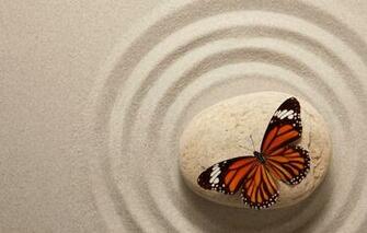 Wallpaper Zen Stone Sand Butterfly Oriental