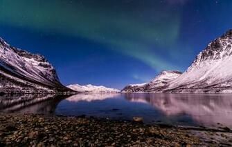 Wallpaper Winter Night Northern Lights Norway The Fjord Of