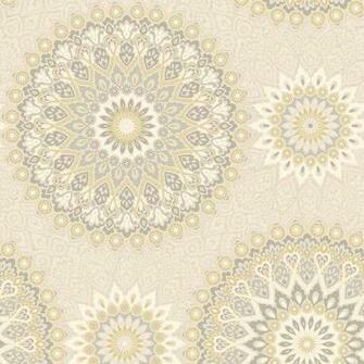 Holden Decor Glitter Medallion Wallpaper Ochre Cream
