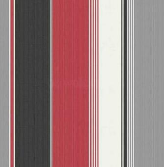 Debona Stripe Red Black Silver Wallpaper