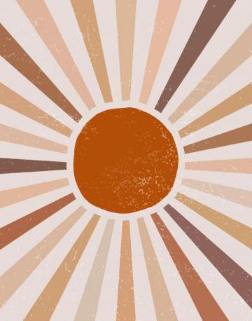 Large Sun Art Print Abstract Wall Rays Circle