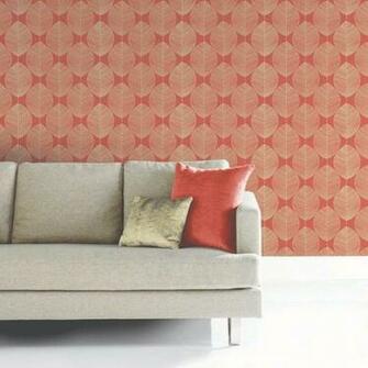 Arthouse Retro Leaf Wallpaper In Amber Go Uk