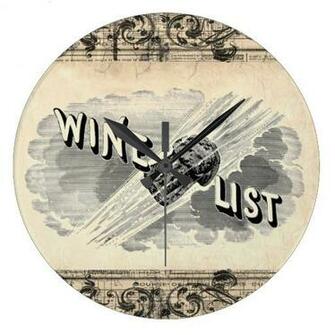 Vintage Wallpaper Wine List Print Clock