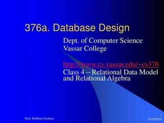 376a Database Design Dept Of Computer Science Vassar College