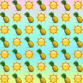 Background Cute Emoji Pastel Pineapple Rainbow Wallpaper