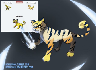 Pokemon Fusion Sabolt Persian Electabuzz By Bonnyjohn On