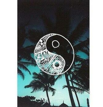 Hipster Yang Beach Palmtr Tattoo Yinyang Art