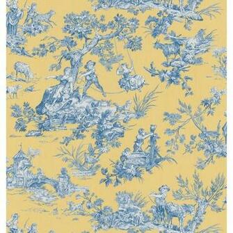 Brewster Wallcovering Blue And Yellow Toile Wallpaper Lowe S