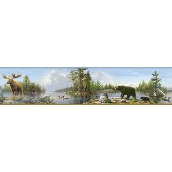 Chesapeake Carnegie Sky Moose Lake Wallpaper Border Sample