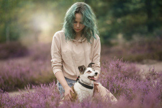 Dog Nature Woman Mood HD Wallpaper