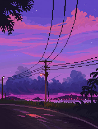 Jubilee On Cool Pixel Art Landscape