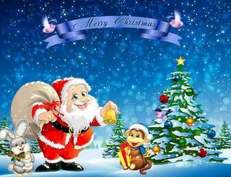 Desktop Wallpaper Monkey Christmas Winter Hat Santa Claus New Year