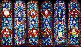 Symbols Stained Glass Church Window Seamless Repeating Background Fill