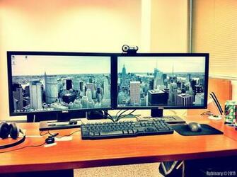 Nyc Panorama Wallpaper On Dual Monitors