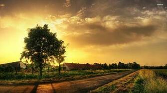 Sunset On The Countryside Wallpaper Wide HD