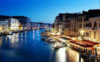 Canal Venice Italy Sunset Buildings Architecture Wallpaper Background