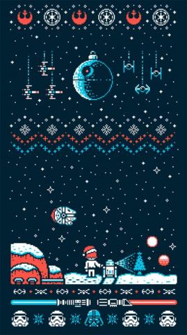 Star Wars Christmas Ver 8bit iPhone Wallpaper