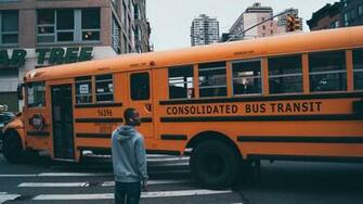 Orange Bus New York City Buses Harlem Street HD Wallpaper