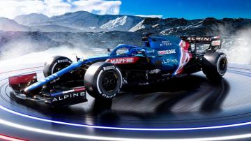 Alpine A521 F1 Car Against Mountains Desktop Wallpaper