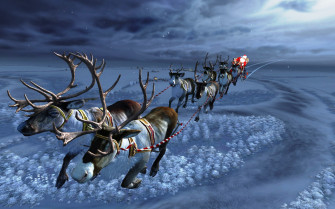 Santa In Flight Wallpaper