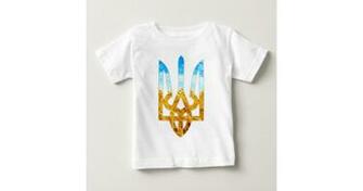 Ukrainian Tryzub Background Of Wheat And Blue Sky Baby T Shirt
