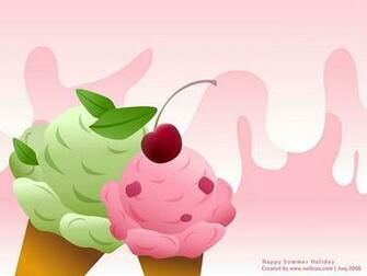 Of Summer Scene Yummy Ice Cream Vector Wallpaper