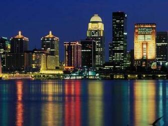 Louisville Skyline Kentucky Night Sky City At Reflection