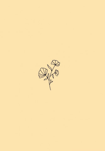 Minimalist Flower Wallpaper Pastel Yellow Background