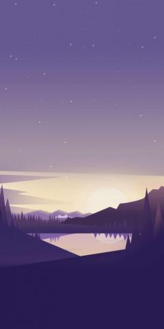 Nature Lake Mountains Minimal iPhone Wallpaper Scenery