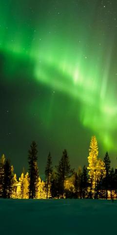 Northern Lights Green Sky Finland Wallpaper Scenery