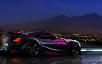 Black Purple Nissan 370z Racing Sport Car Wallpaper HD Desktop Mobile