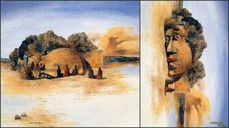 African Tribe Camp A Optical Illusion Salvador Dali Art Wallpaper