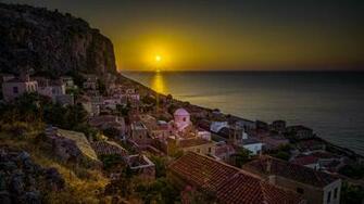 Photos Greece Monemvasia Sun Sea Roof Rock Sunrises And